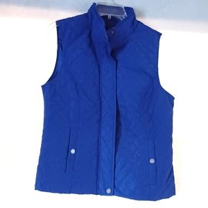 Nine West Women's Quilted Button Front Size M Royal Blue Vest Sleeveless.